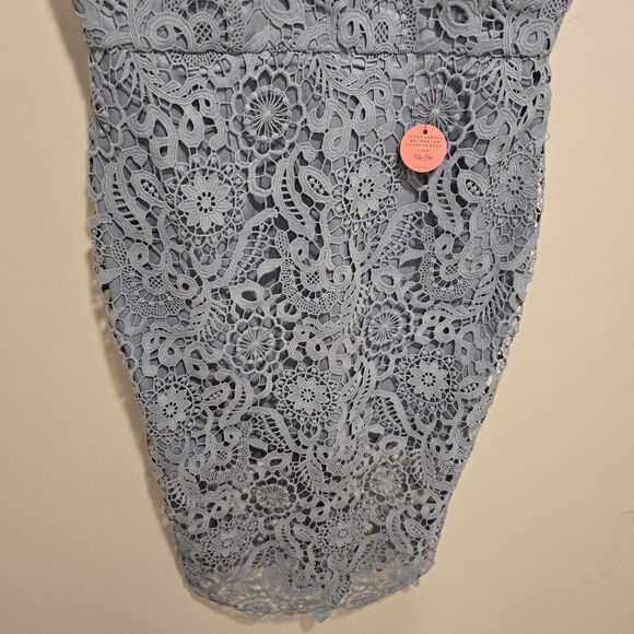 Chi Chi London Whitnie Dress Light Blue Lace Midi Pencil UK 14 US 10 Elegant NEW - Picture 5 of 13